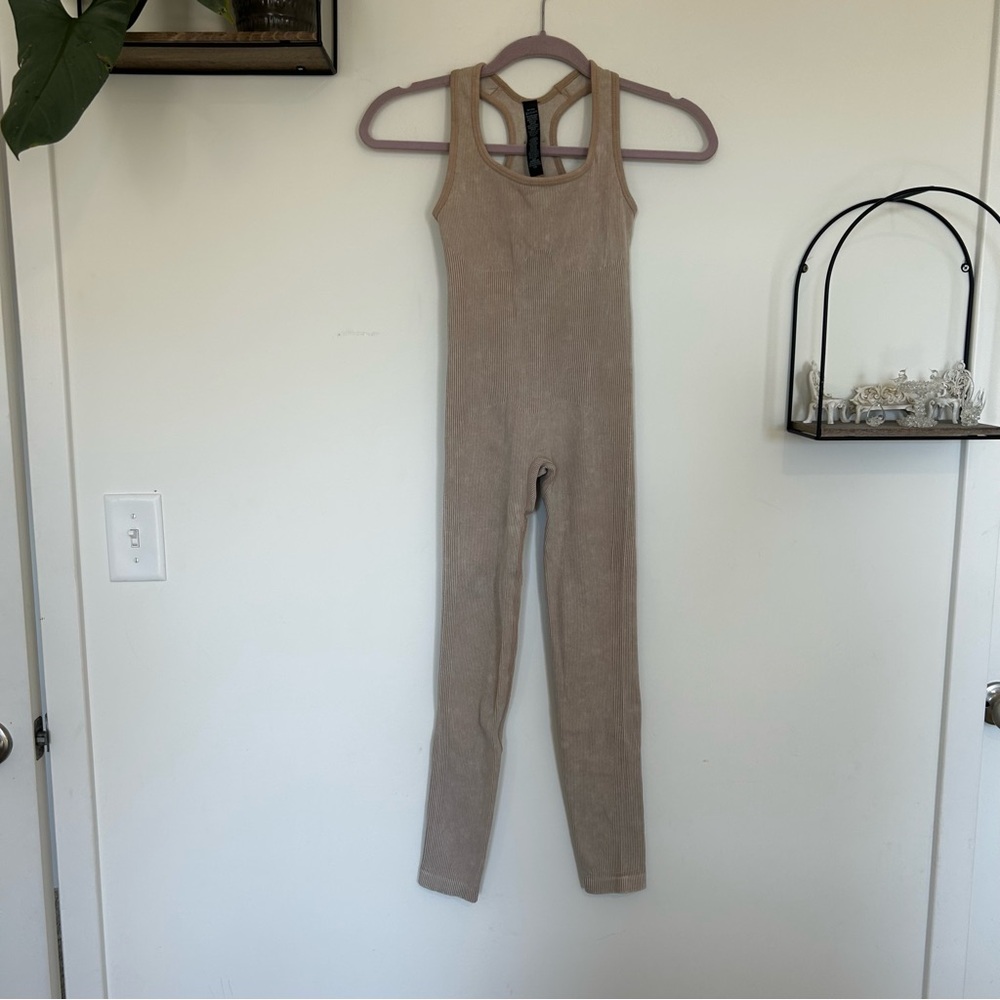 Savage‎ X Fenty Beige Ribbed Sleeveless Jumpsuit